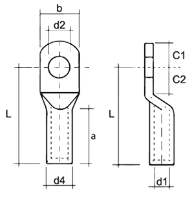 70mm² Aluminium Lug, M14 Hole