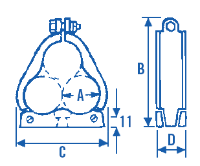 Aluminium Trefoil Cleat, 3x 34-35mm Ø