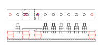 6 Way, 1 Link Earth Bar. 50x6 Bar, M10 Bolts, 35mm Centers