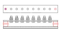 8 Way Earth Bar, No Link. 50x6 Bar, M10 Bolts, 35mm Centers