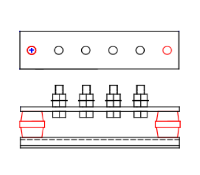 4 Way Earth Bar, No Link. 50x6 Bar, M10 Bolts, 35mm Centers