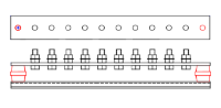 10 Way Earth Bar, No Link. 50x6 Bar, M10 Bolts, 35mm Centers